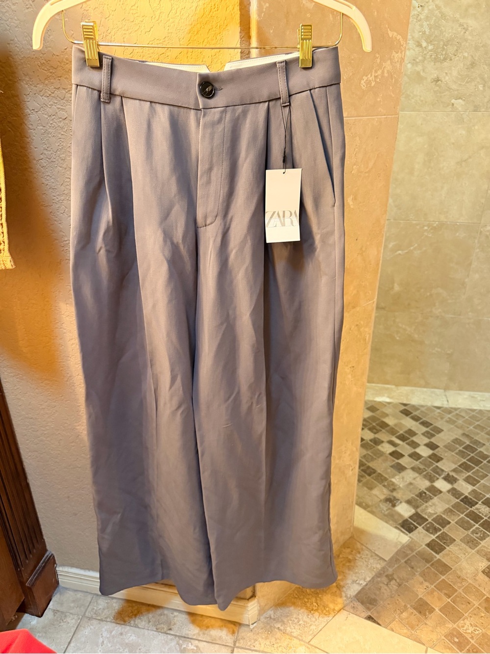 Zara womens Wide-Leg Trousers in Lavender Gray